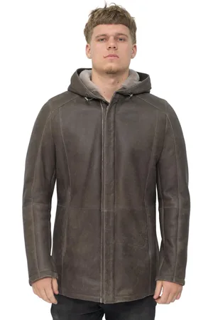 Infinity Heren schapenvacht parka jas met capuchon-Alafaya