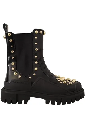 Dolce & Gabbana Leren Gevechtslaarzen Met Studs