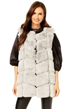 Gini London Box-cut giletjack van imitatiebont