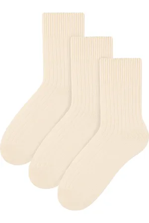 Steven 3 Paar Multipack Dames Wol Gebreide Sokken | Warme Kousen Jurk Sokken - Ecru