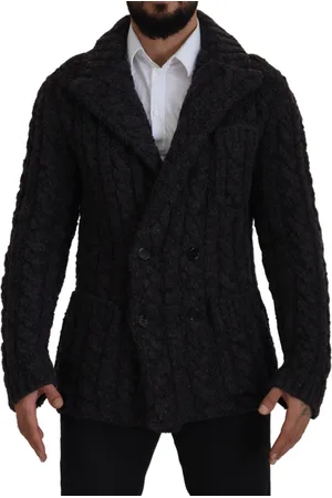 Dolce & Gabbana Gebreide wollen jas met dubbele rij knopen