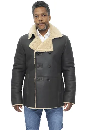 Infinity Heren double-breasted shearling schapenvacht erwtenjas-Valencia