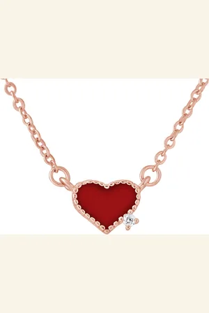 LOVA Rood hart ketting zirkoniumoxide verzilverd vergulde verguld