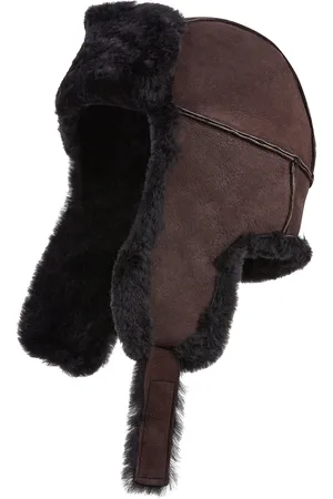 Infinity Heren Bruine RAF Aviator Suède Schapenvacht B-55 Trapper Hoed Winter Warme Leren Navigator Hoed