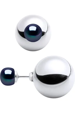 Diadema Oorbellen DUPLEX Kralen Zoetwater 6-7mm Black 925