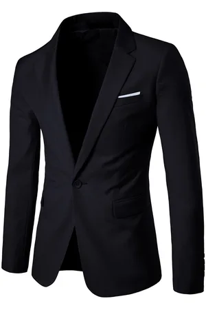 Allthemen Zwarte casual blazer, slim-fit zakelijke blazer