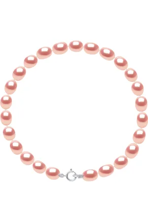 Diadema Kralen armband Zoetwater 4-5mm Rijstkorrels Roses Wit Goud 18 Karaat
