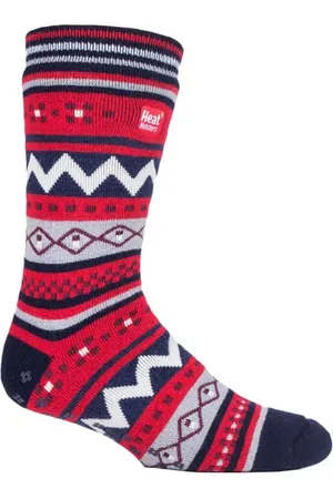 Heat Holders Nordic pantoffelsokken voor heren - Marine / Rood
