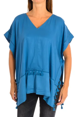 KARL MARC JOHN Losse poncho met V-hals kwastjes 8949 dames