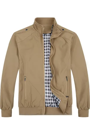 Allthemen Heren Bomberjack met opstaande kraag, overgangsjack voor de herfst, casual sportjack Khaki
