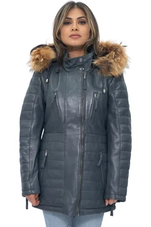 Infinity Dames gewatteerde leren parka jas-Curitiba