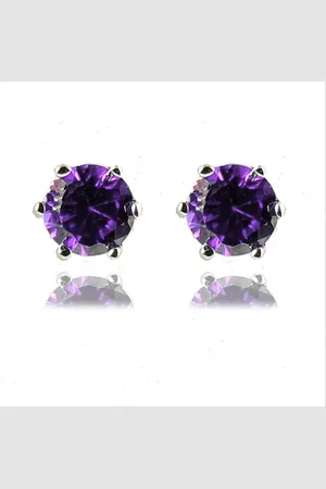 Luxenter 925 sterling zilveren en gerhodineerde amethist oorbellen met zirkonia