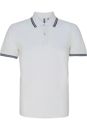 Asquith Heren Klassiek Fit getipt Poloshirt (Witte/scheepvaart)