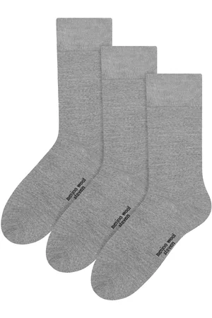 Steven Heren 3 Paar Originele Merino Wollen Sokken | Lichtgewicht Boot Sokken - Lichtgrijs