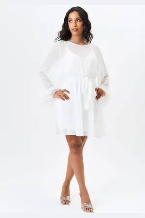 Gini London Mini-jurk van chiffonfolie met lange mouwen