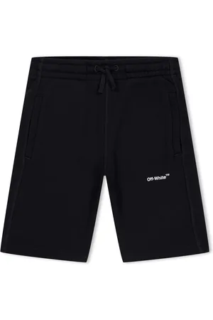 OFF-WHITE Off White Juniors Helvetica Sweat Shorts voor jongens in zwart-wit