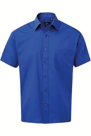 Premier Herenshirt met korte mouwen Popeline (Koningsblauw)