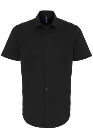 Premier Heren Rekken Pasvorm Poplin Korte Mouwen Shirt