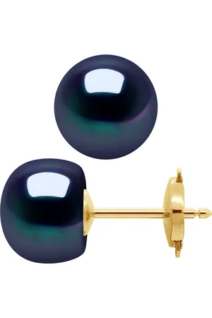 Diadema Oorbellen Gekweekte Parels Zoetwater 9-10mm Black Security System Yellow Gold