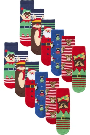 Sock Snob 12 paar multiverpakking kerstsokken voor kinderen | Nieuwigheid Katoen Ontwerp | Feestelijke cadeausokken voor jongens en meisjes - Diverse