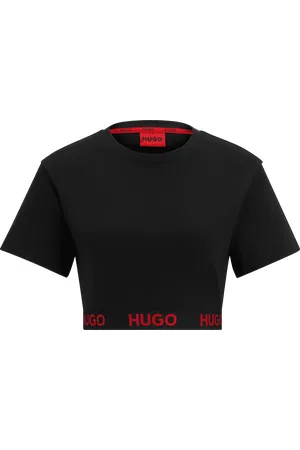 HUGO BOSS Dames Logo Tailleband Cropped T-shirt in