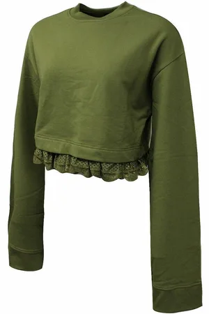 PUMA X Rihanna Fenty Lange Mouw Crew Hals Donker Olijf Dames Truien 574289 02