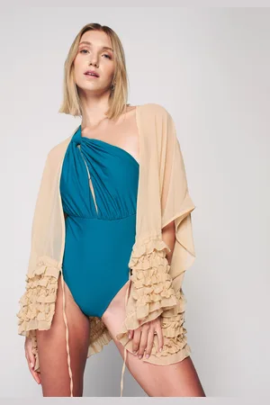 HERITA Kimono met Ruches - Lichtbruin