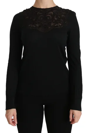 Dolce & Gabbana Zijden kanten blouse met ronde hals en lange mouwen