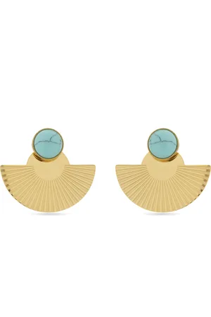 Luxenter Turquoise oorbellen afgewerkt in 18K geel goud- Ria