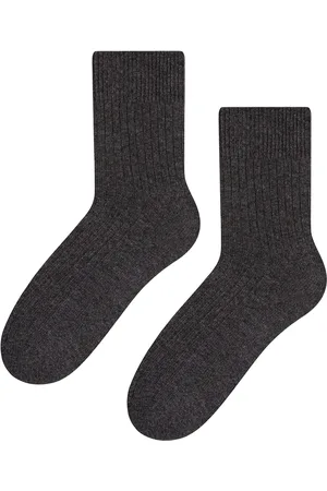 Steven Heren Wol Kousen 1 Paar - Warme Gebreide Ribbel Kousen voor de Winter - Houtskool