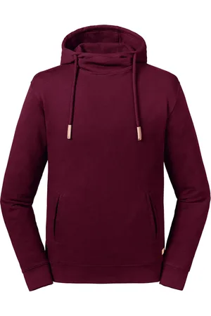 Russell Athletic Russell Volwassenen Unisex Pure Organic High Collar Hooded Sweatshirt (Bourgondië)