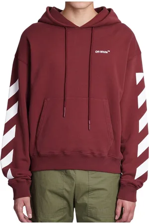 OFF-WHITE Gebroken witte Diag Helvetica over bordeauxrode hoodie