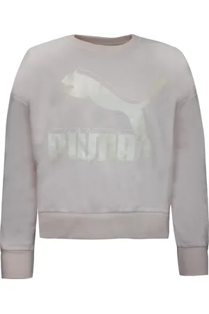 PUMA Womens Classics Logo Metallic Crew Sweatshirt Rose 597405 87