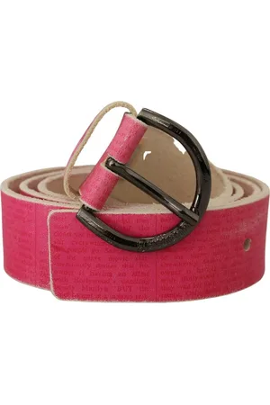 John Galliano Lederen Letter Logo Ronde Gesp Taille Riem