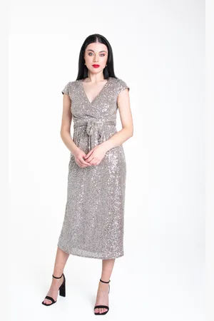 Gini London Midi-wikkeljurk met paillettenriem