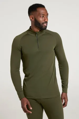 Mountain Warehouse Heren Talus Zip Neck Thermo Top met lange mouwen ( Groen)