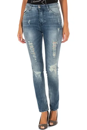 Met Lange denim broek rechte zoom gesneden 10DB50280 vrouw