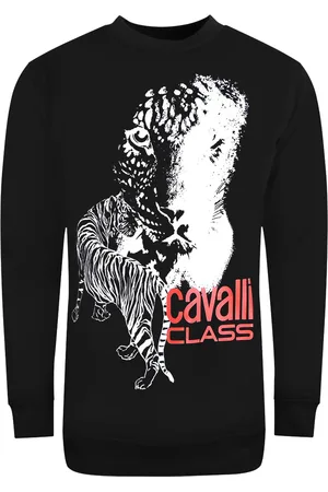 Roberto Cavalli Groot tijgerlogo ontwerp sweatshirt