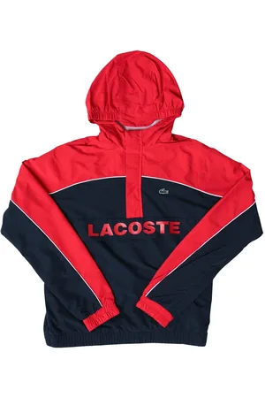 Lacoste Junior Waterafstotend Windjack voor jongens in marineblauwrood