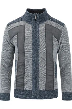 Allthemen Herenvest met opstaande kraag en ritssluiting Grof gebreide, gevoerde trui voor de winter