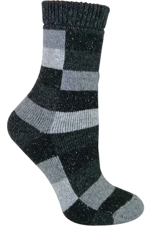 Sock Snob Dames geruite wol / zijde mix sokken - Zwart
