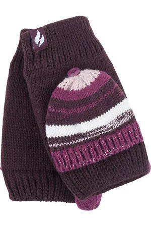 Heat Holders Thermisch gebreide convertorhandschoen voor dames - Bordeaux
