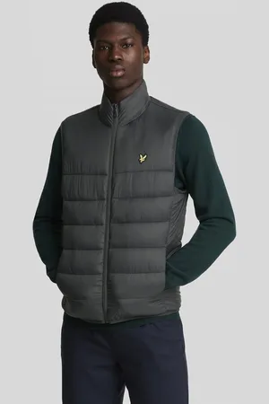 Lyle & Scott Merklogo gunmetal grijs gewatteerd giletjack