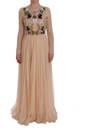 Dolce & Gabbana Zijden Bloemen Crystal Maxi Jurk Jurk