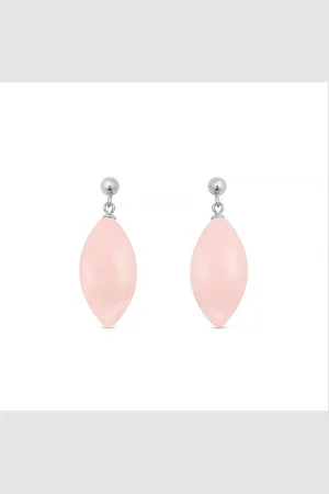 Luxenter Ayom 925 sterling zilver en rozenkwarts gerhodineerd oorbellen
