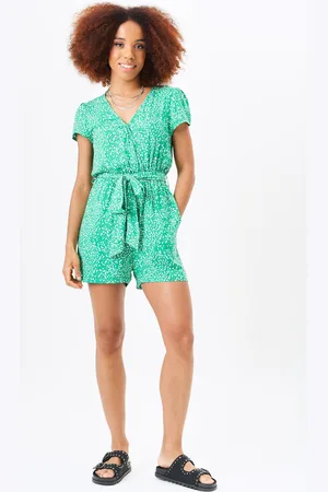 Gini London Playsuit met elastische tailleomslag en riem