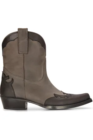 Infinity Leren westernlaarzen voor heren Cubaanse Cowboy Winklepickers Klassiek Puntig