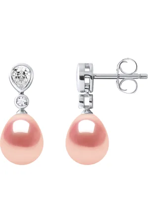 Diadema Drop Oorbellen Sieraden Zoet Water kralen 7-8 mm Pears Roses 925