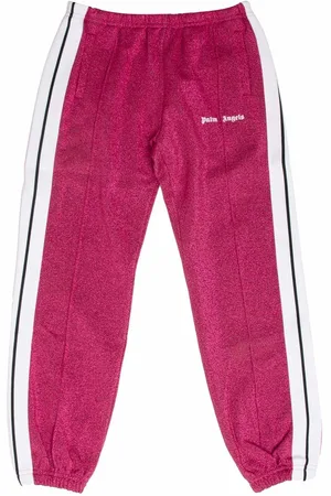 Palm Angels Meisjes Juniors Logo Lurex Track Pants in Roze wit