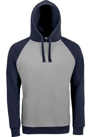 Sols Unisex Seattle Contrast Raglan Hoodie (Grijze Marl/Franse marine)